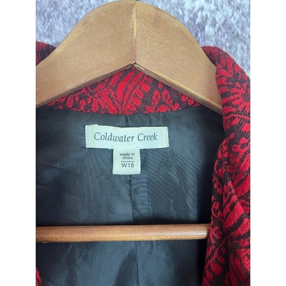 Coldwater Creek Jacket Women's W18 Red Jacquard Blazer Elegant Old Money Luxury - Picture 3 of 16